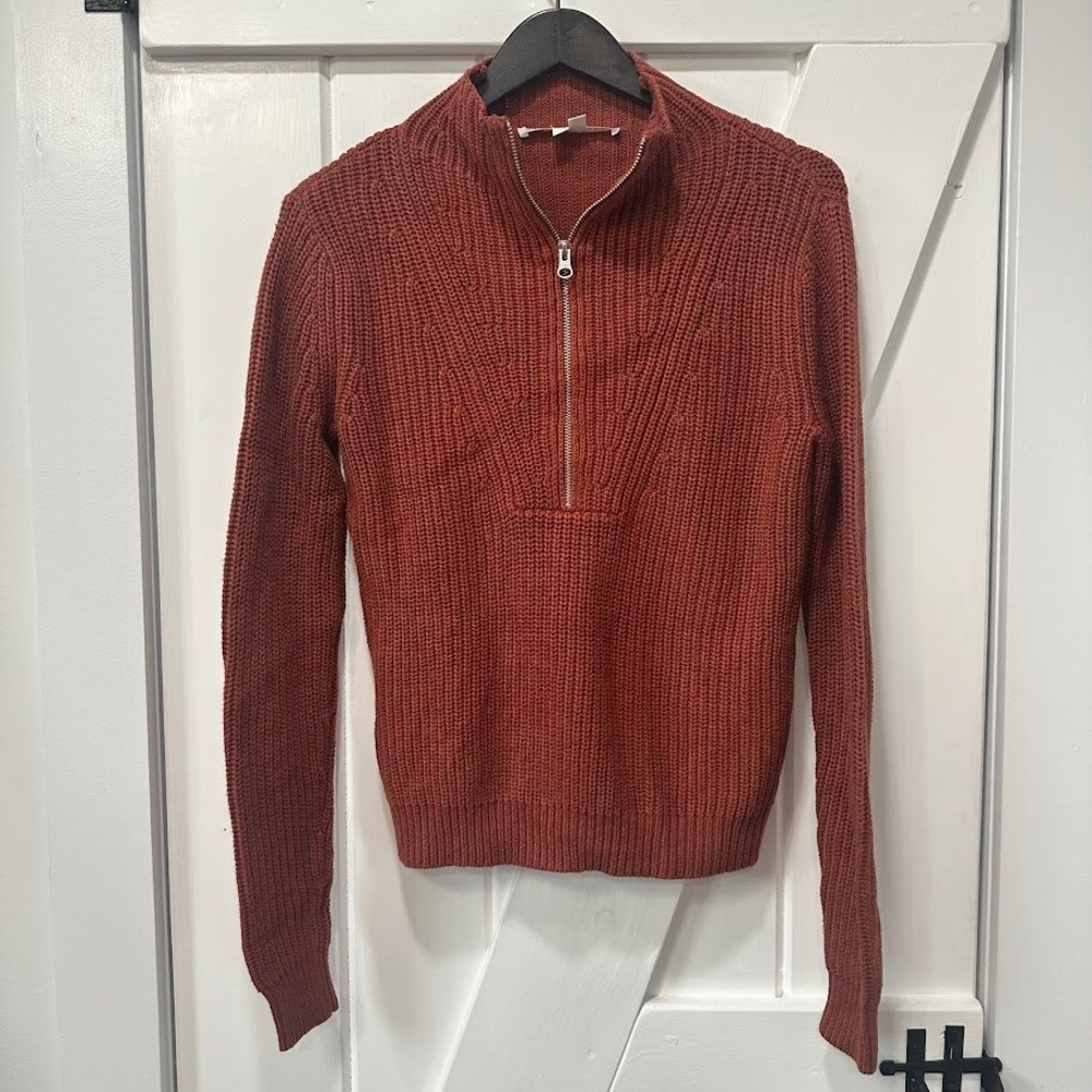 Veronica Beard Womens Sweater Size S Misty Quarter Zip Up Ribbed Cashmere Blend